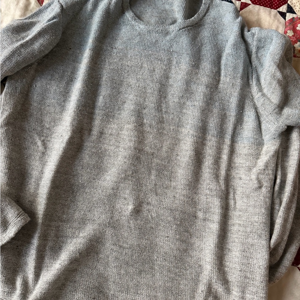 Inis Meain 100% linen Classic Crewneck ombré grey/blue Sweater - Picture 2 of 6